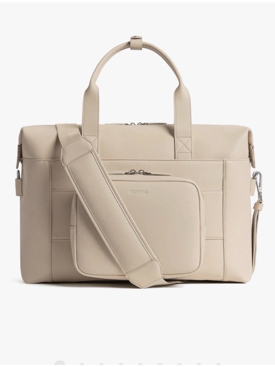 Monos Cream Travel Weekender Bag With Detachable Shoulder Strap